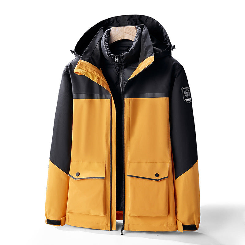 Herren Zweilagiger Wetterparka mit herausnehmbarer Isolations-Innenjacke und Utility-Taschen Drune