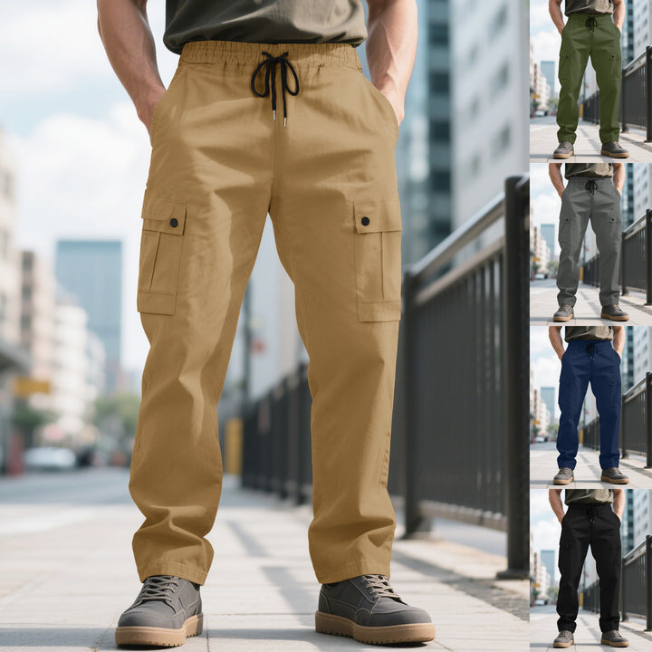 Herren nan urbane utilitarische Cargohose mit elastischem Komfortbund, Tunnelzug und verschließbaren Klappentaschen Drune