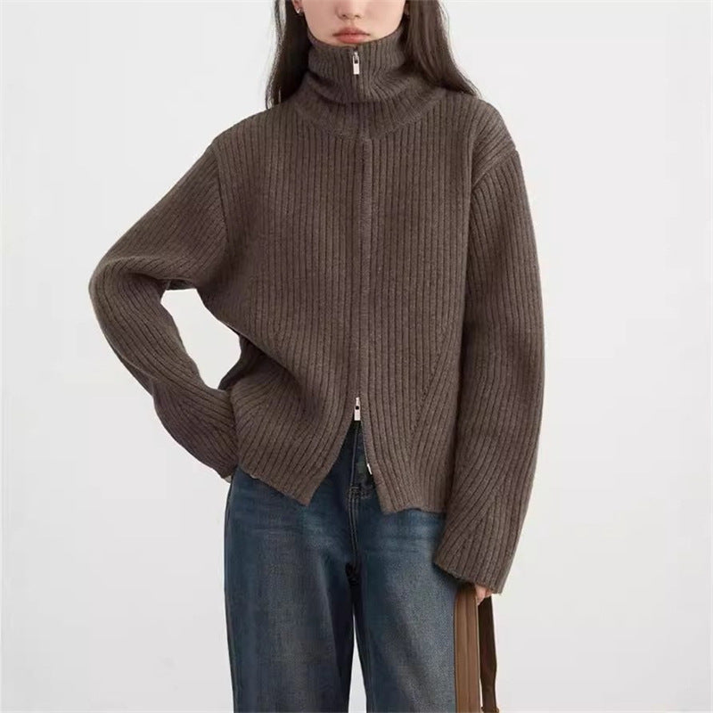 Damen Strickjacke mit sportlichem Reißverschluss und Rippstruktur Drune