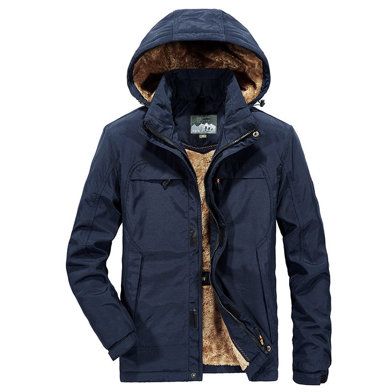 Herren Warme Gefütterte Winterjacke mit Kapuze und Teddyfutter Drune