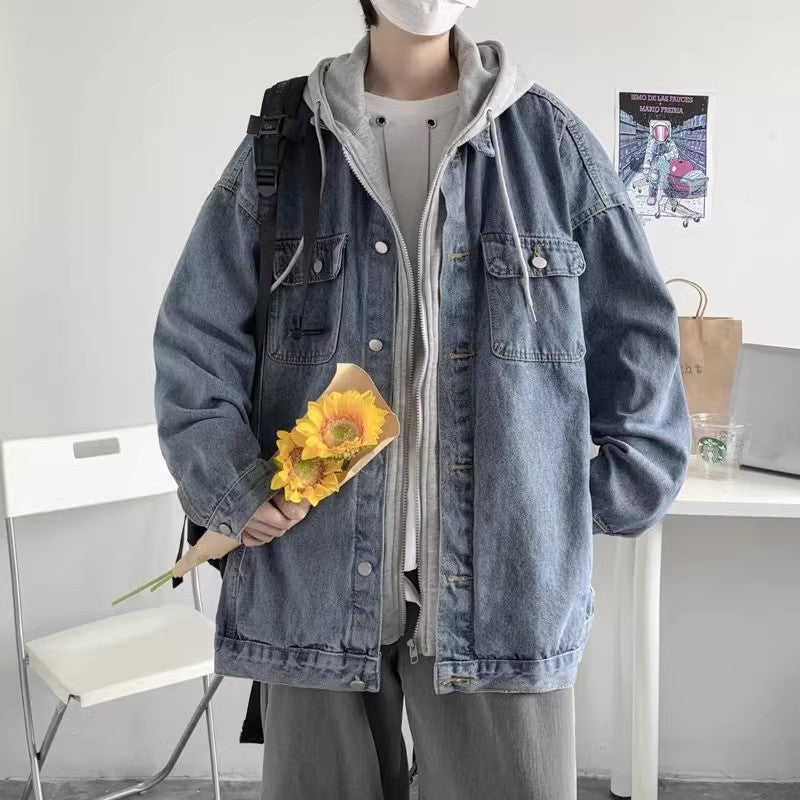Herren Lässige Overshirt-Jacke mit Kapuze Drune