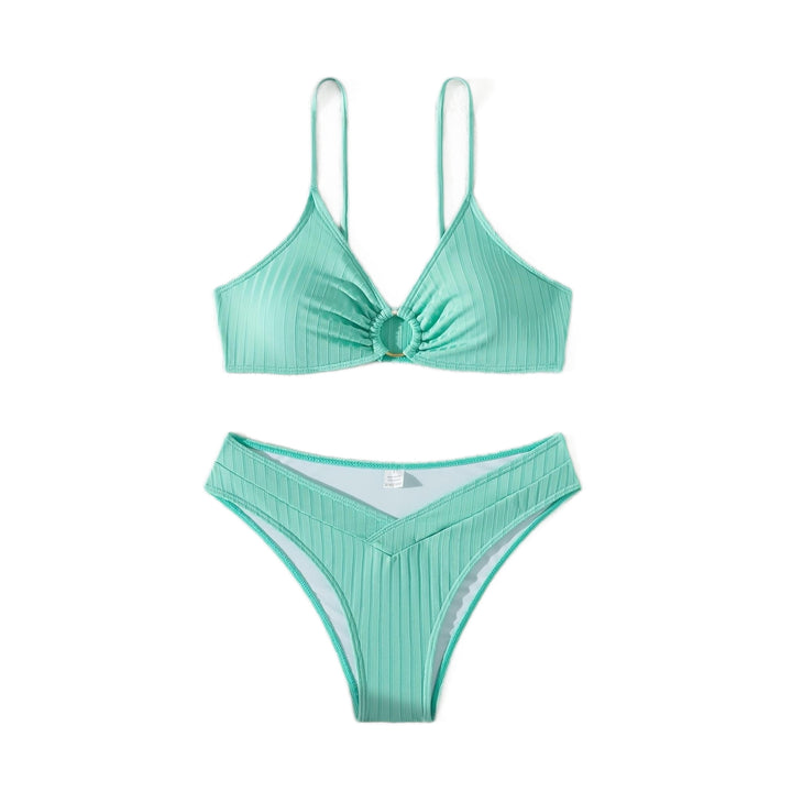 Damen Raffiniertes Bikinitop mit V-Ausschnitt und dekorativem Ring Drune