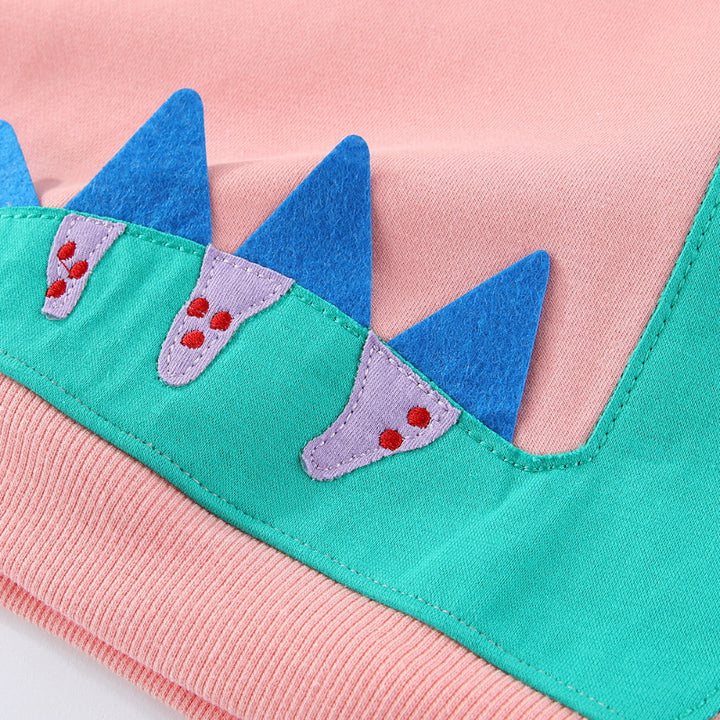 Mädchen Sweatshirt mit niedlichem Dinosaurier-Applikationsdesign Drune
