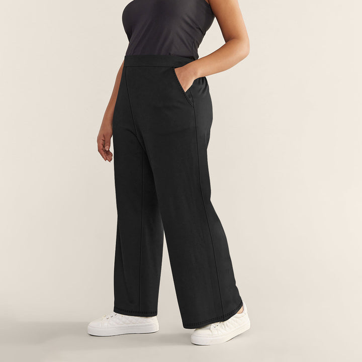 Damen Hochtaillierte Relax-Culottehose mit weitem Bein und seitlichen Eingrifftaschen Drune