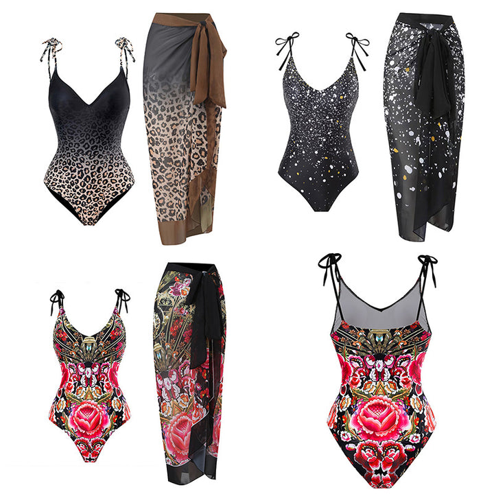 Damen Maxi-Rock mit elegantem Wickeldesign und floralem Muster Drune