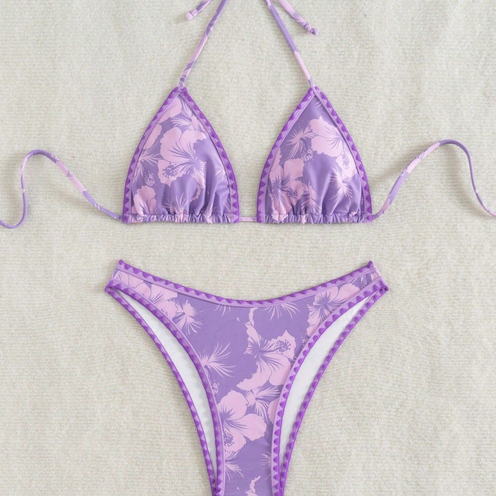 Damen Triangel-Bikini mit verspieltem Blumenmuster Drune