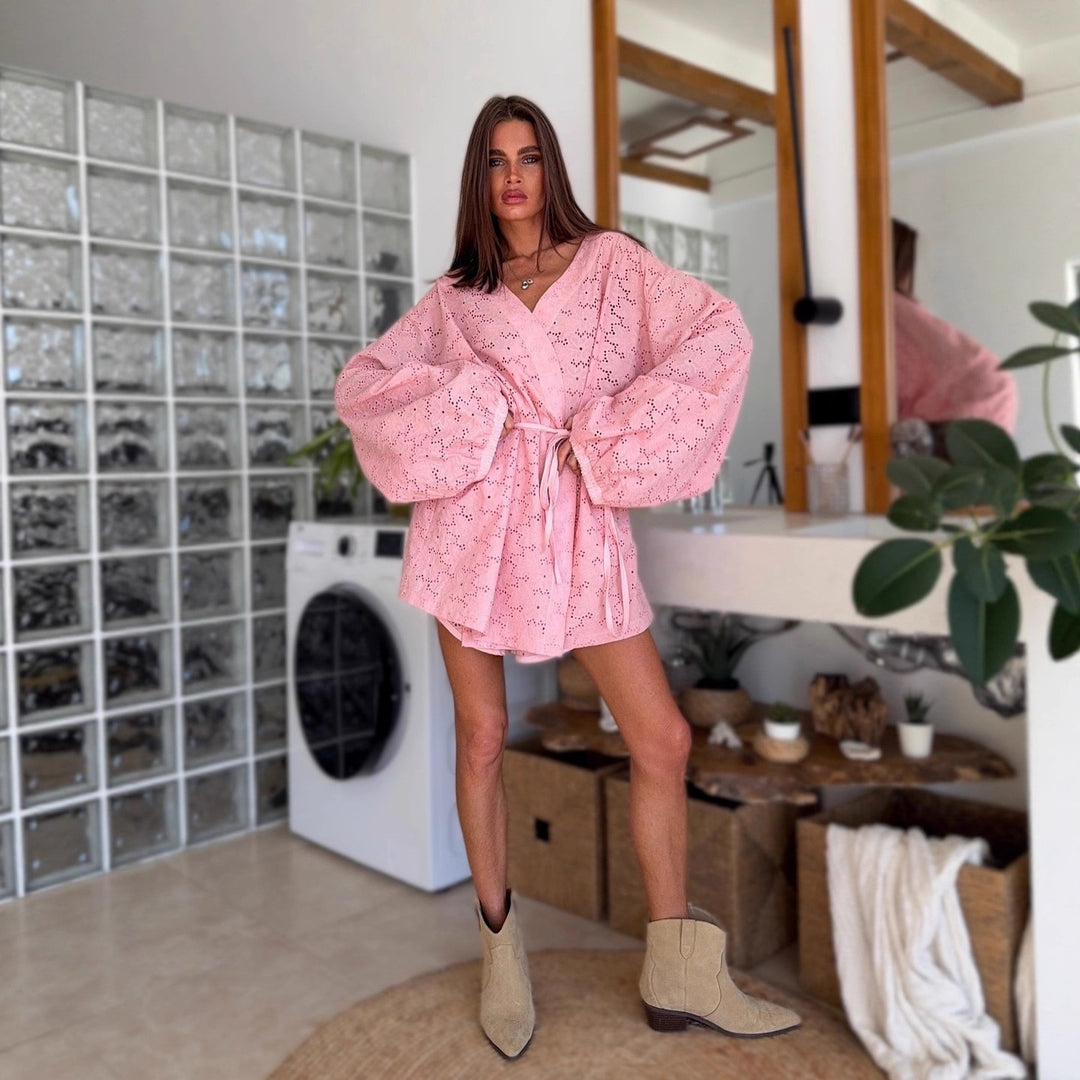 Damen Modischer Kimono mit Taillengürtel Drune