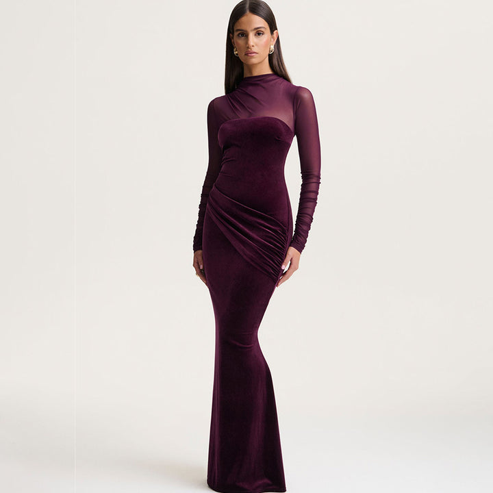 Damen Elegantes Etuikleid mit Rüschendetails und transparenten Ärmeln Drune