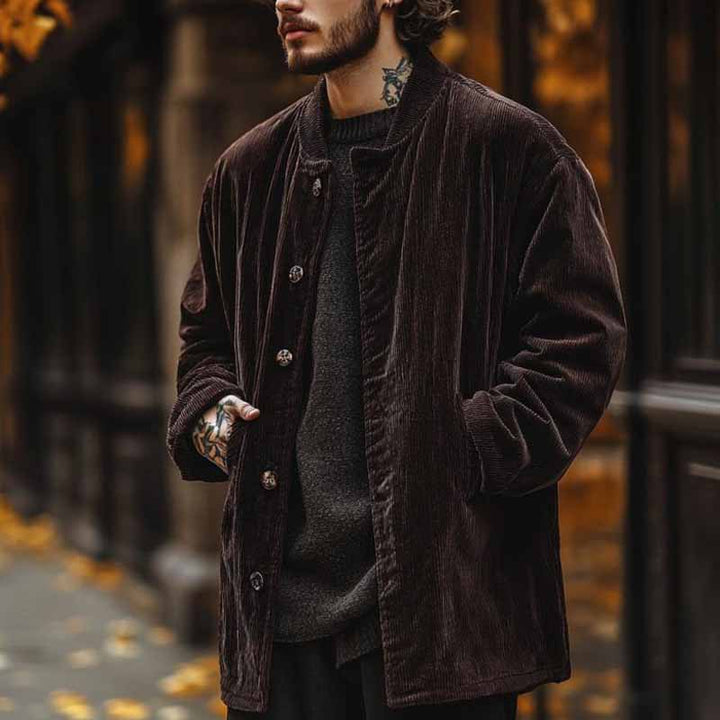 Herren Samtjacke mit Knopfverschluss und praktischen Taschen Drune