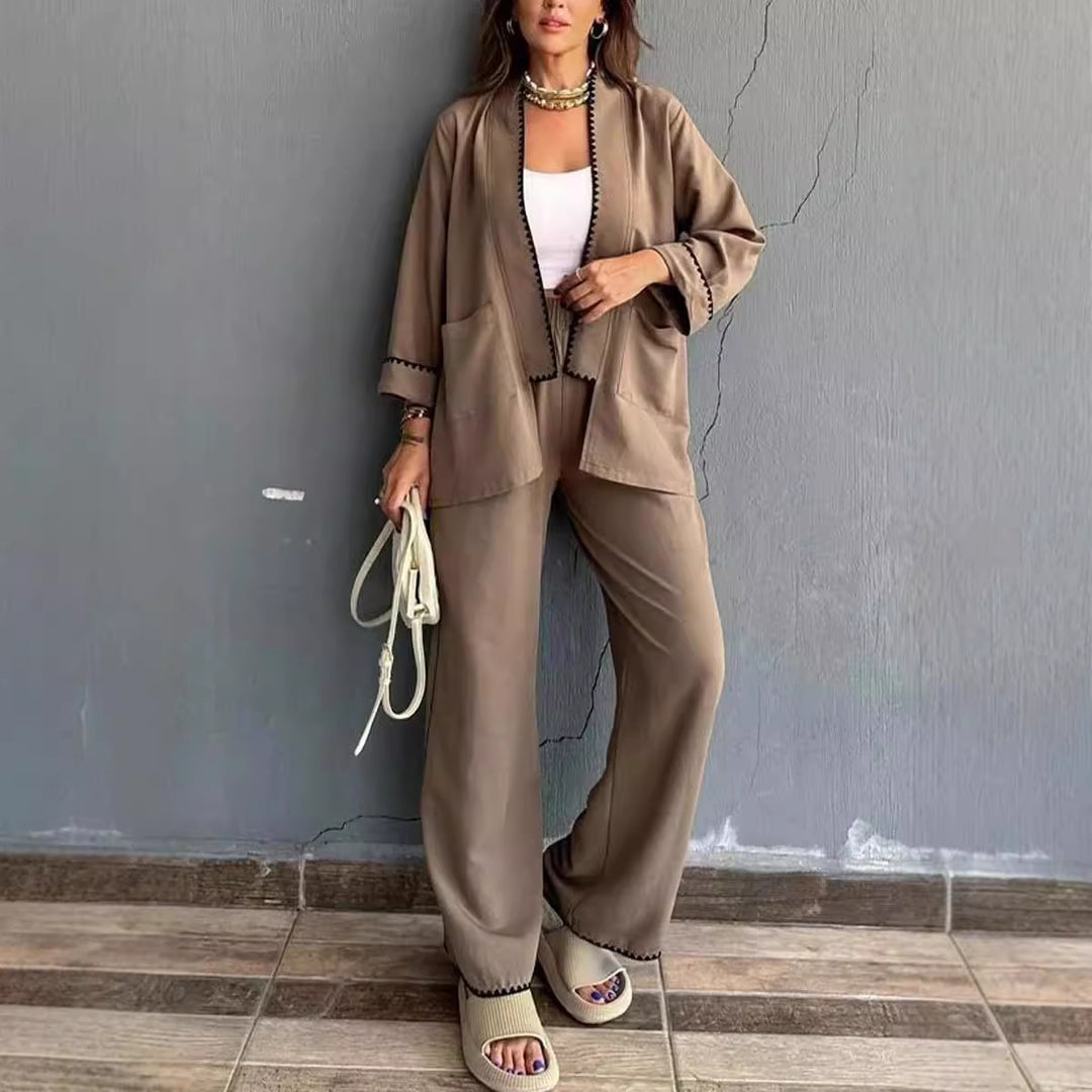 Damen Elegant geschnittene Jacke mit kontrastierendem Saum Drune
