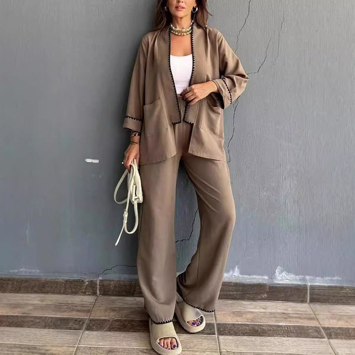 Damen Elegant geschnittene Jacke mit kontrastierendem Saum Drune