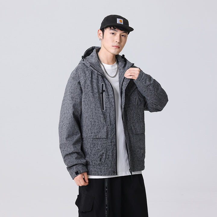 Herren Urban-Technical Field-Parka mit hochschließendem Kragen, schräge Brustpatte und verdeckten Reißverschlüssen Drune