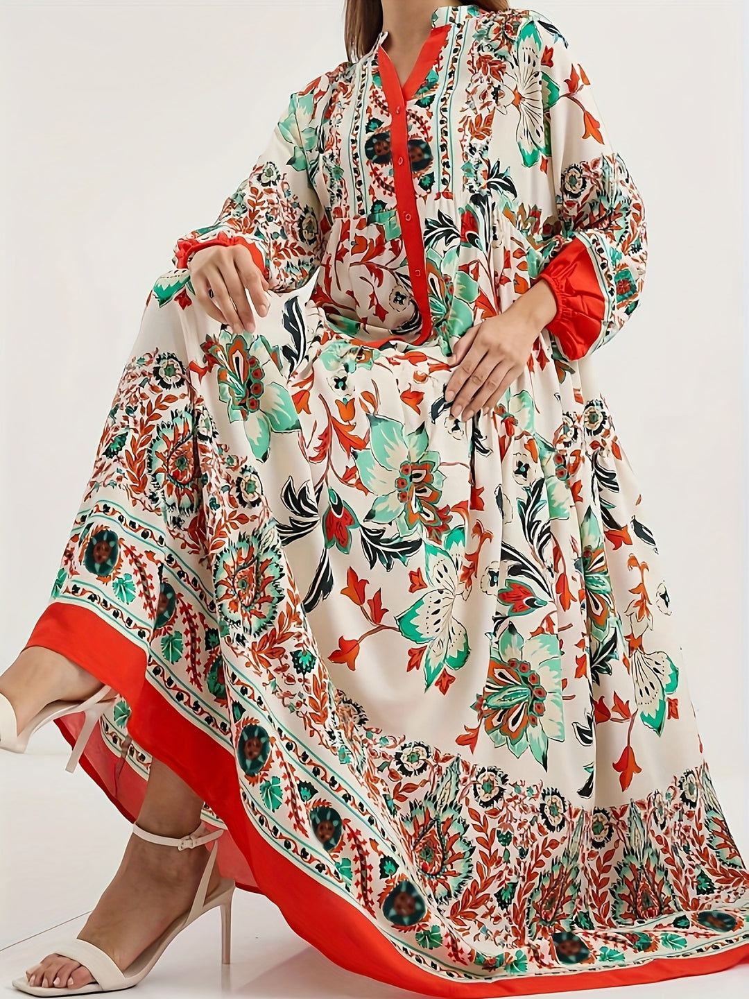 Damen Maxikleid mit floralem Muster Drune