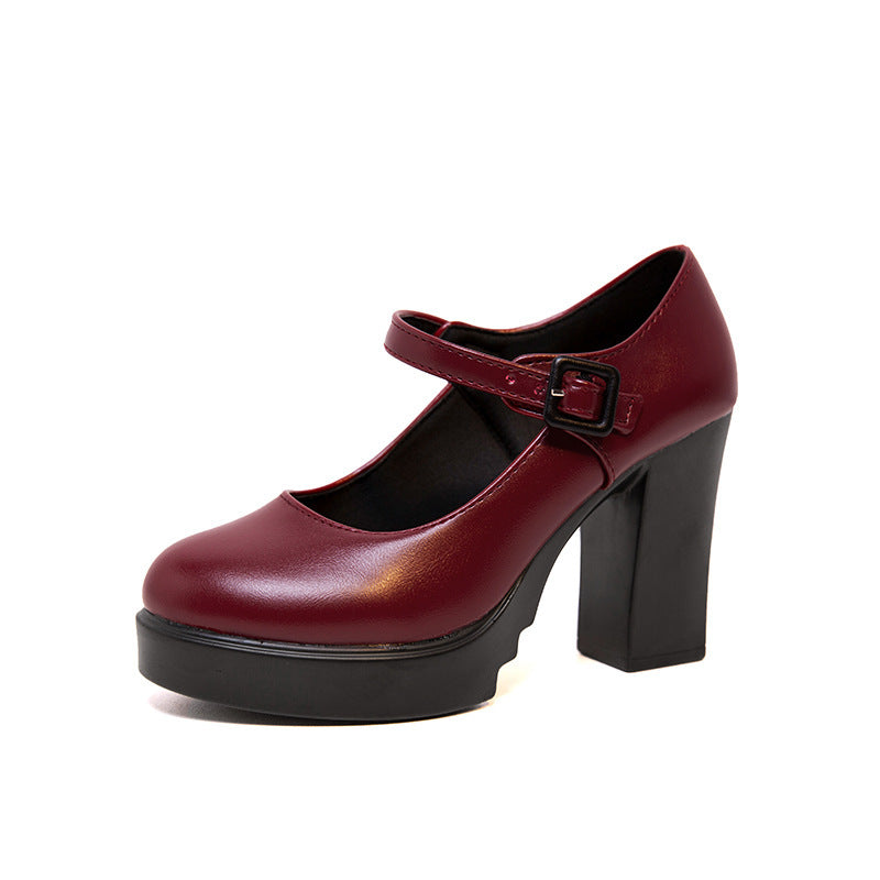 Damen elegante Mary Jane Pumps mit dekorativem Riemen und komfortablem Blockabsatz Drune