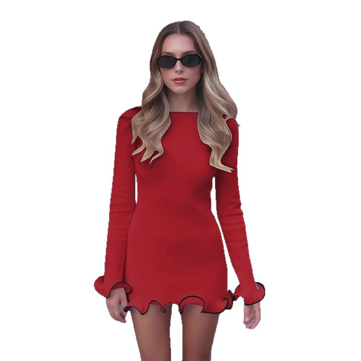 Damen Elegantes Minikleid mit skulpturalen Volantärmeln und figurbetontem Schnitt Drune