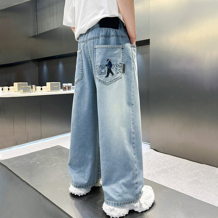 Unisex weite Jeans mit einzigartiger Stickerei Drune