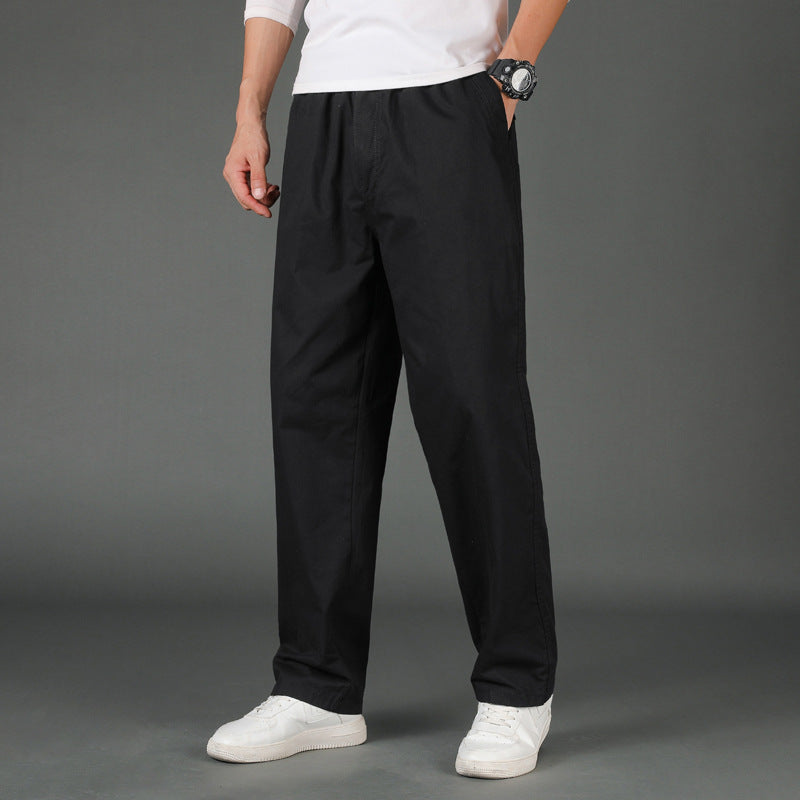 Herren Weite Baumwoll-Chinohose im Relaxed-Fit mit elastischem Komfortbund & verdeckten Eingriffstaschen Drune