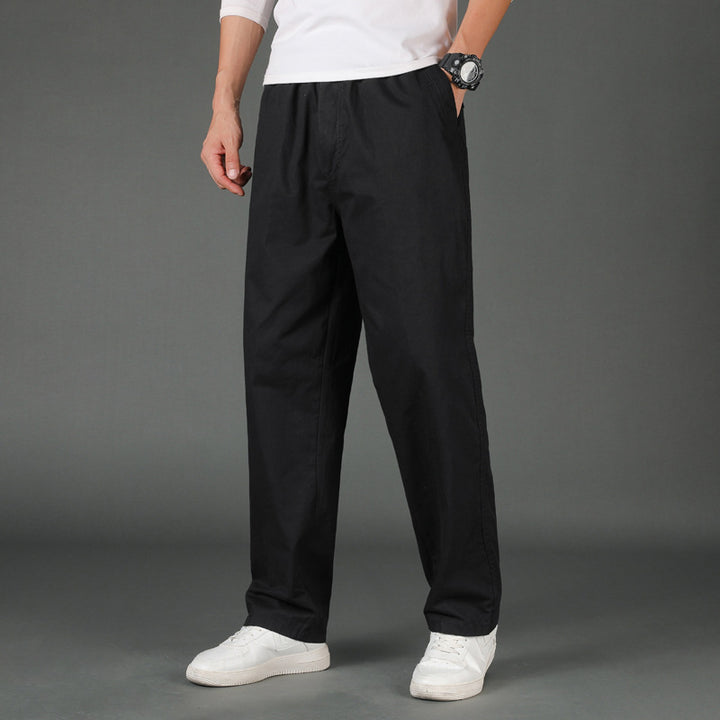 Herren Weite Baumwoll-Chinohose im Relaxed-Fit mit elastischem Komfortbund & verdeckten Eingriffstaschen Drune
