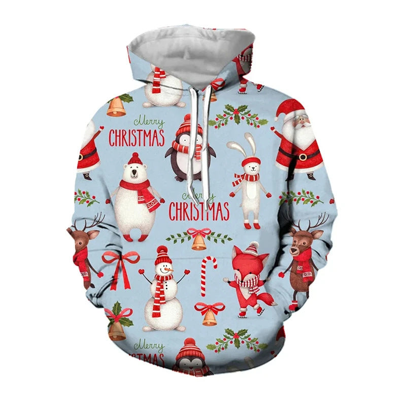 Damen Lustiger Weihnachts-Kapuzenpullover mit festlichem Motiv Drune