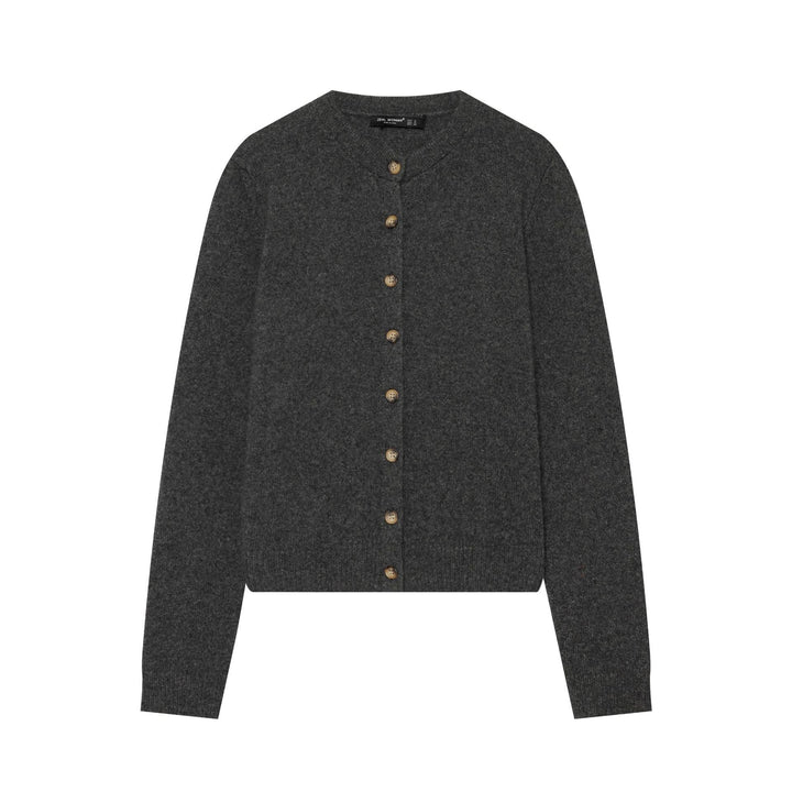 Damen Feinstrick-Cardigan im Cropped-Schnitt mit Rundhalsausschnitt und Holzknopfleiste Drune