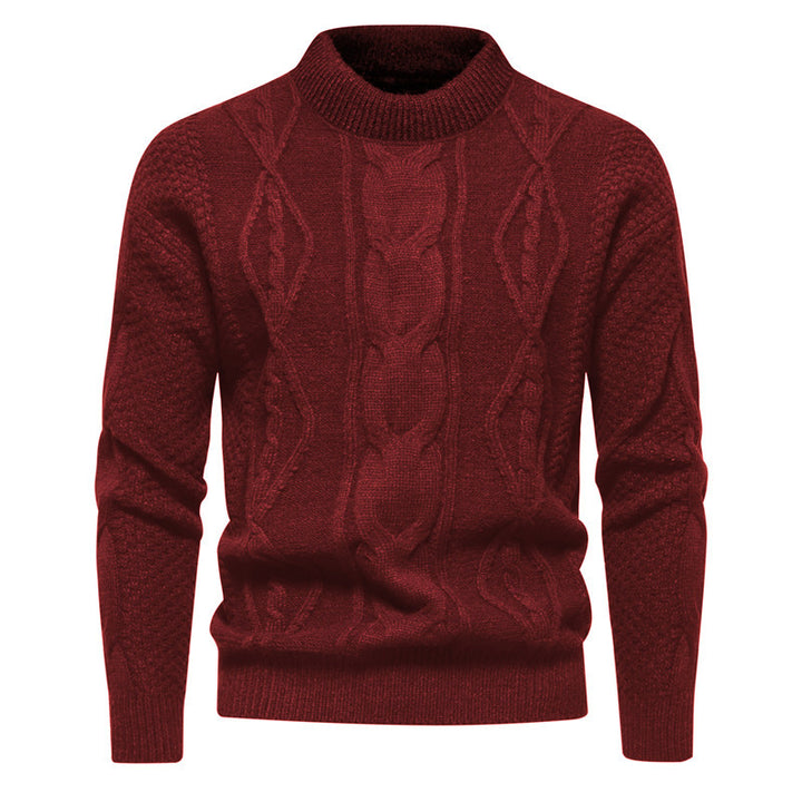 Herren Feinstrick-Pullover mit kurzem Stehkragen und Zopfstrickstruktur Drune