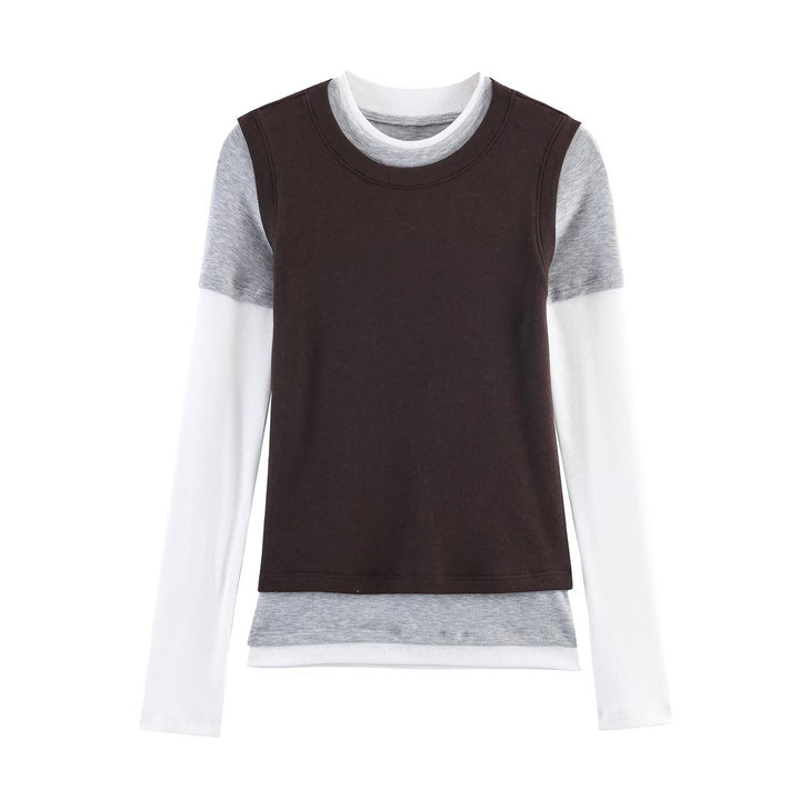 Damen Lagenlook-Longsleeve mit integriertem Kurzarm-Overlay Drune