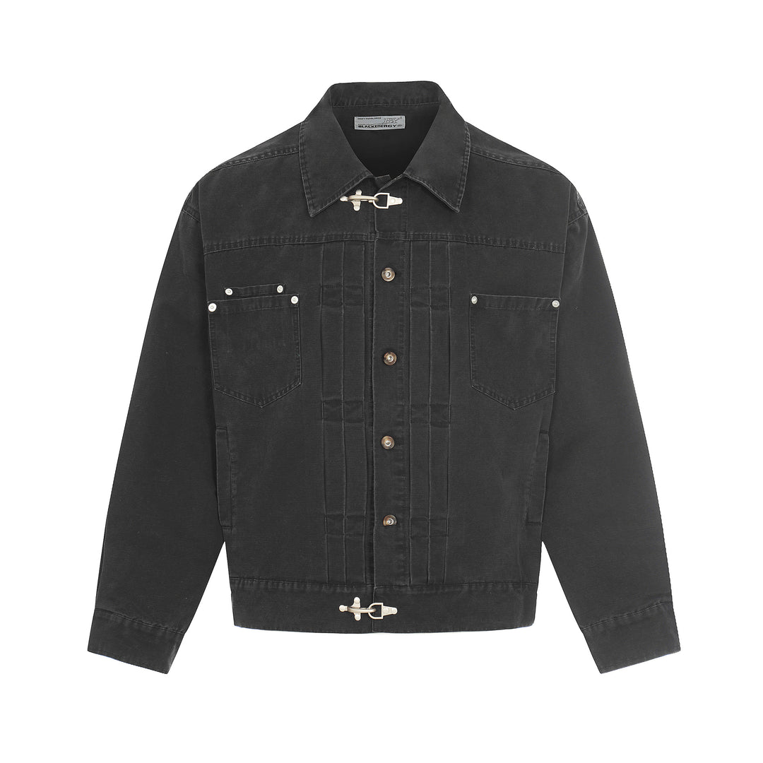 Herren Canvas-Utility-Blousonjacke mit Tunnelzug und Ziersteppungen Drune