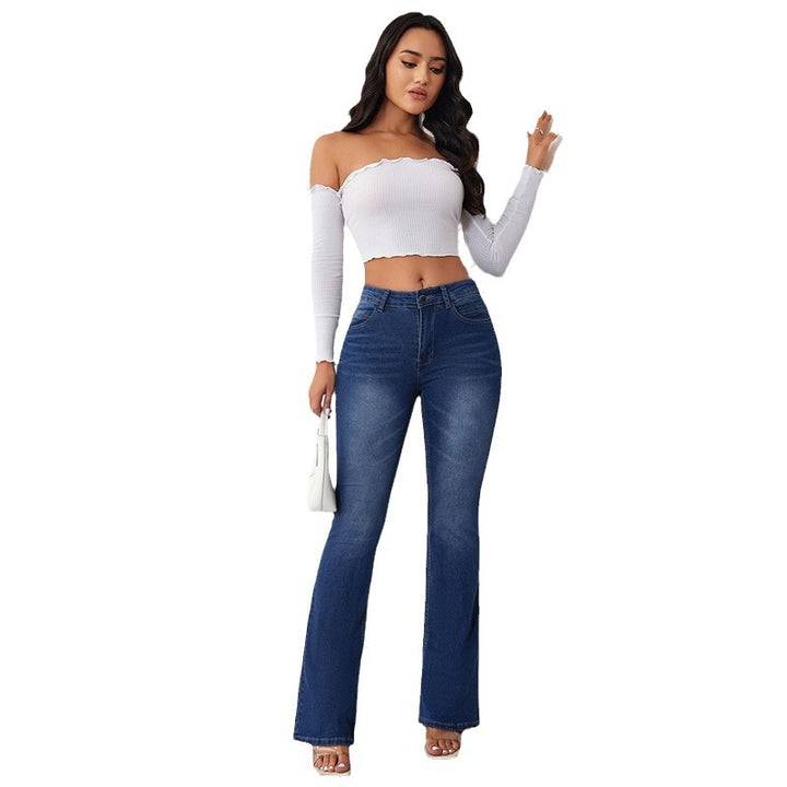 Damen nan Highwaist Schlagjeans mit figurschmeichelnder Passform und weitem Bootcut Drune