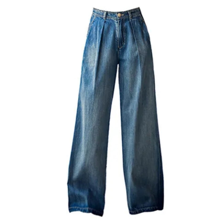 Damen Weite Denim-Hose im lässigen Hochbund-Stil Drune