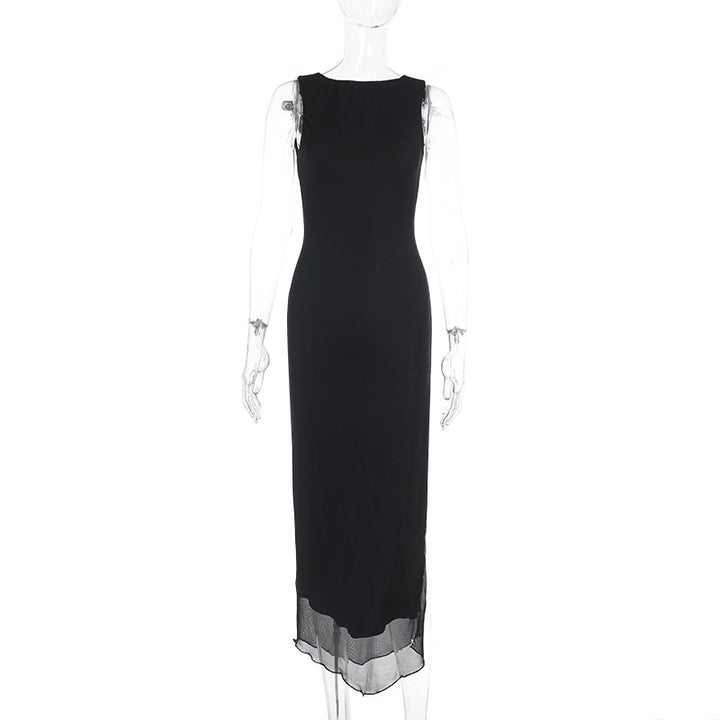 Damen zeitloses Maxikleid mit transparentem Saum Drune