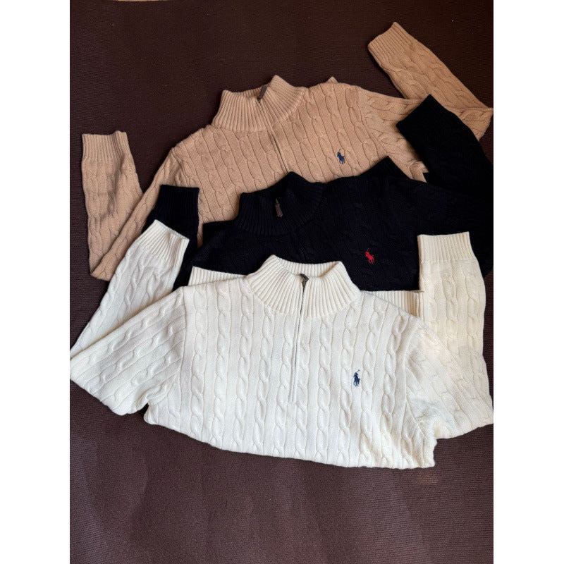 Damen Strickpullover mit Stehkragen Drune