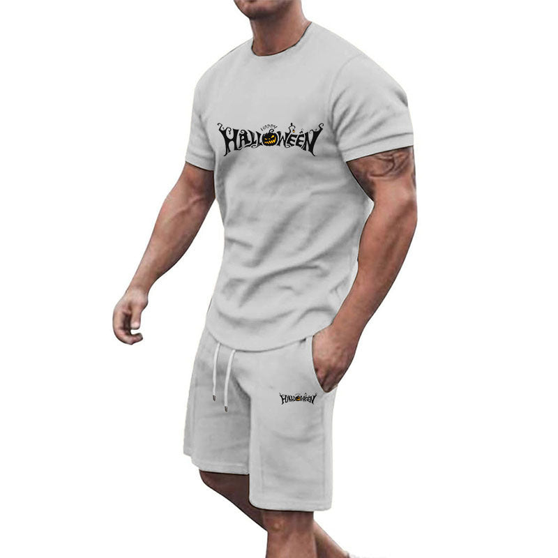 Herren lässiges Halloween-Set mit T-Shirt und Shorts Drune