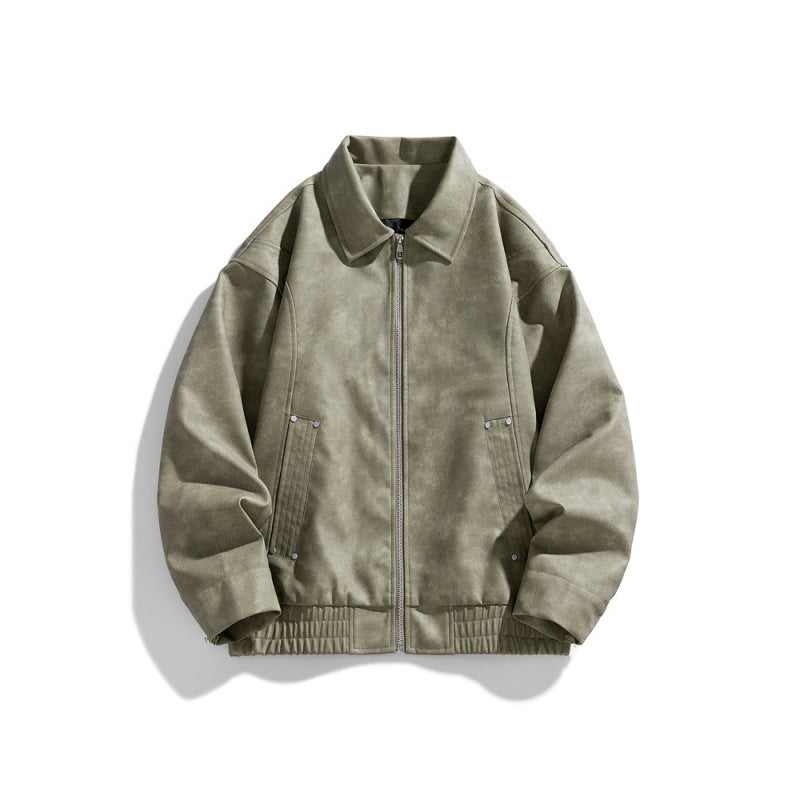 Herren Lässige Kunstlederjacke Drune