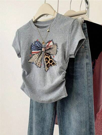 Damen Crop-T-Shirt mit figurbetontem Schnitt und modernem Design Drune