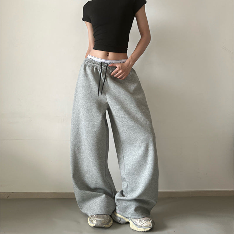 Damen Extraweite High‑Waist Sweathose aus Baumwollmix mit Tunnelzug Drune