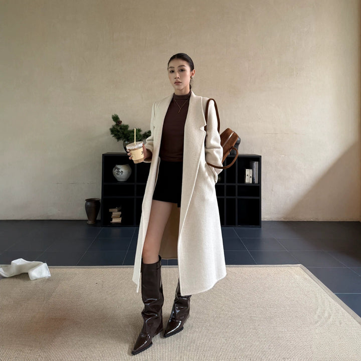 Damen Oversize Wollmantel mit strukturierter Schulterpartie und elegantem Revers Drune