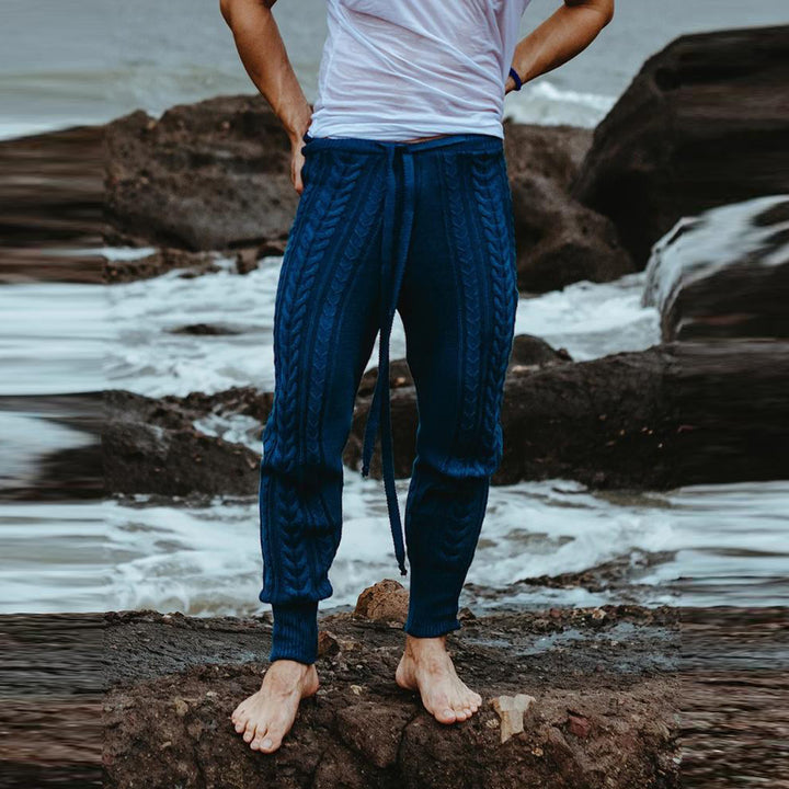 Damen Gestrickte Jogginghose mit Zopfmuster und hohem Bund Drune