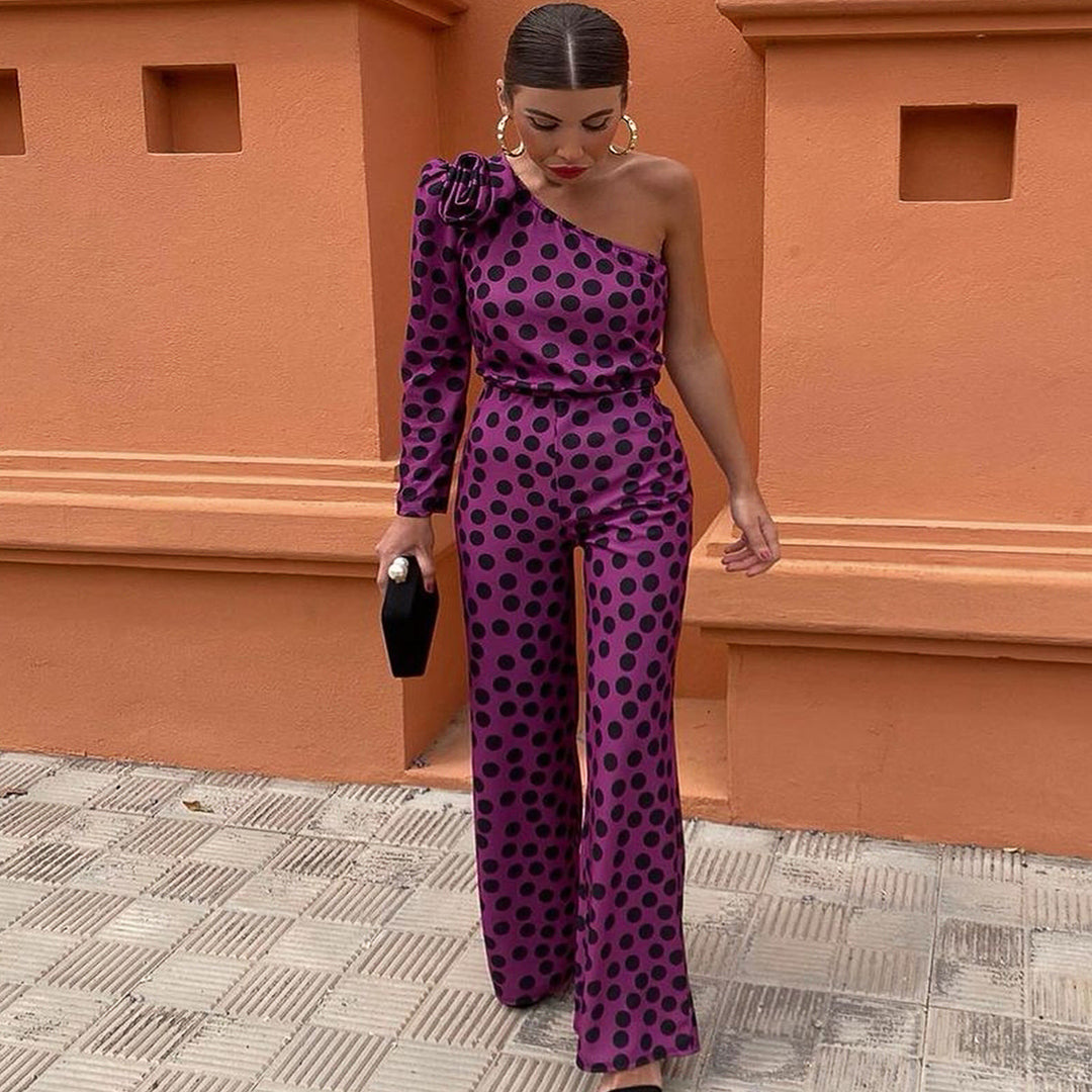 Damen Einseitiger Jumpsuit mit Blumendekor Drune