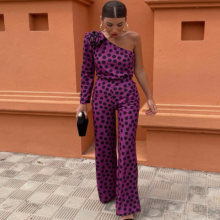 Damen Einseitiger Jumpsuit mit Blumendekor Drune
