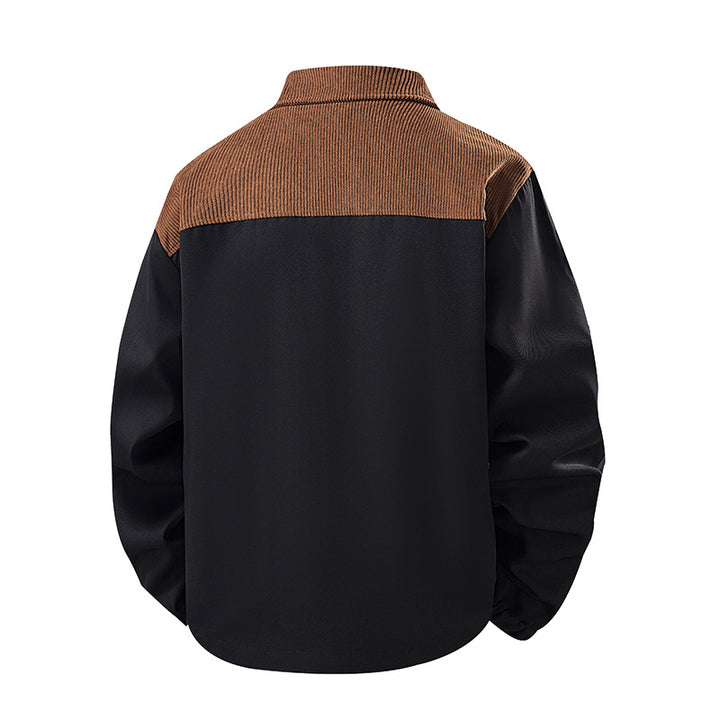 Herren Leichte City‑Bomberjacke mit Cordkragen, Zwei‑Wege‑Reißverschluss und Brust‑Zip Drune