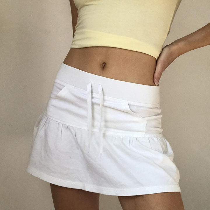 Damen luftiger Minirock mit voluminösen Rüschendetails Drune