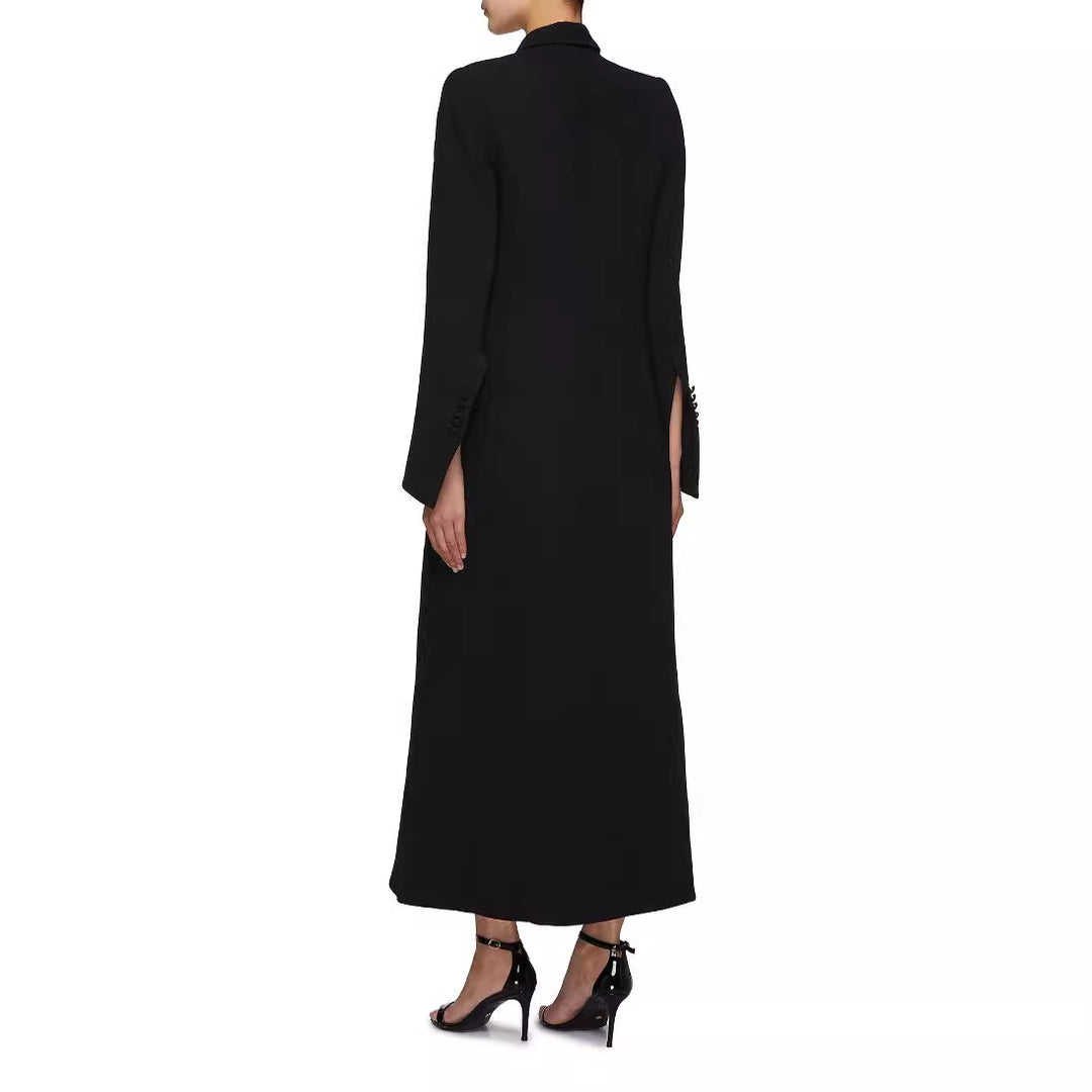 Damen Doppeltreihiger Maxi-Blazer-Mantel mit schlanker Silhouette Drune