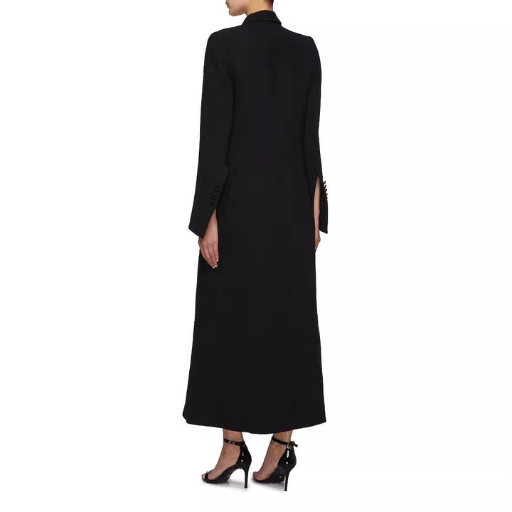 Damen Doppeltreihiger Maxi-Blazer-Mantel mit schlanker Silhouette Drune