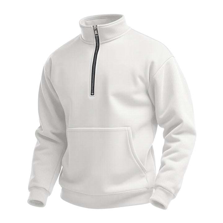 Herren nan Zip-Hoodie mit halbem Reißverschluss Stehkragen und Kängurutasche Drune