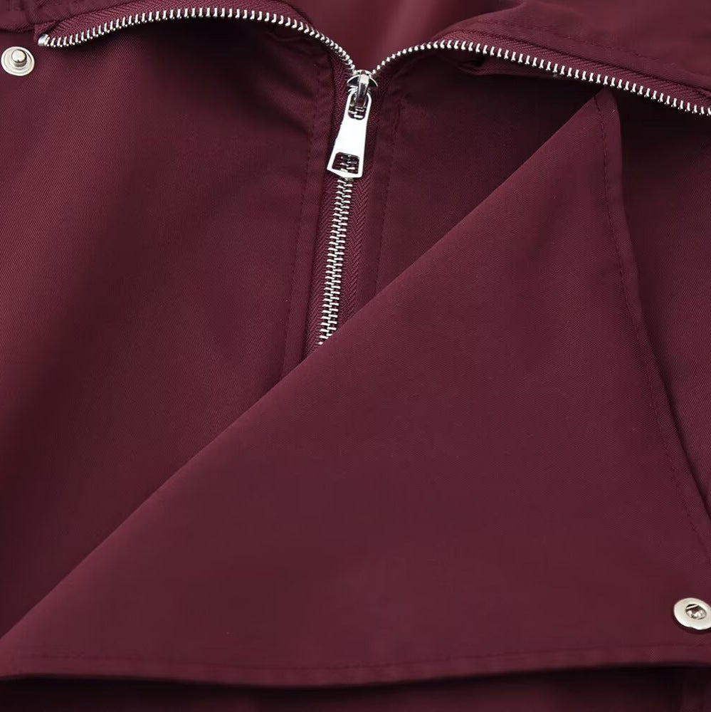Damen lässige Übergangsjacke mit hohem Kragen und verstellbarem Kordelzug Drune
