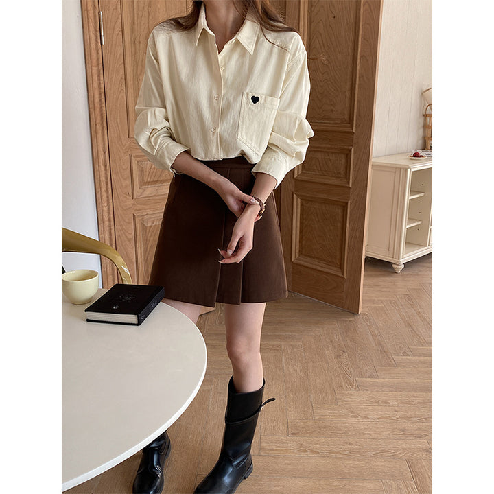 Damen lässige Bluse mit Herz-Detail Drune