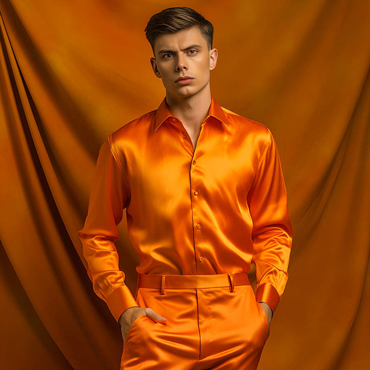 Herren elegante und glänzende Hemd Drune