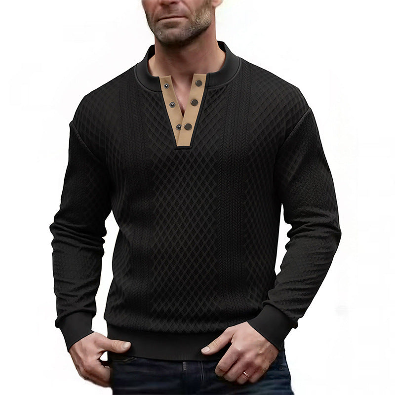 Herren Elegantes Strukturpullover mit Knopfleiste Drune
