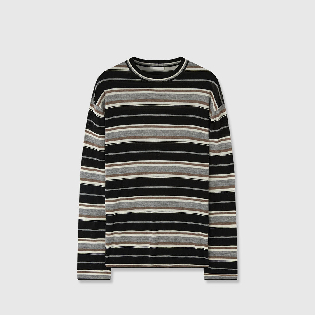 Damen Langarmshirt mit modischem Streifenmuster Drune