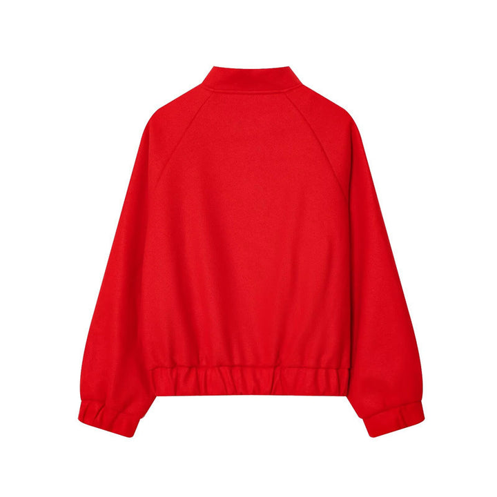 Damen Cropped Blousonjacke im Bomberstil mit Stehkragen, Druckknopfleiste und taillierendem Gummizug Drune